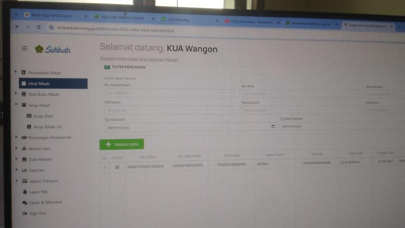 Cek Isbat Nikah di Simkah, KUA Wangon Pastikan Data Terverifikasi